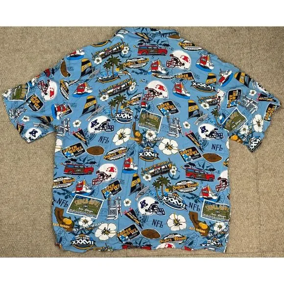 NFL Vintage Superbowl XXXVII Button Up Short Sleeve‎ Hawaiian Shirt Size Large - Picture 12 of 12